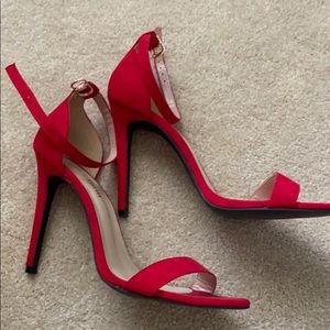 heels charm ankle strap red high heels